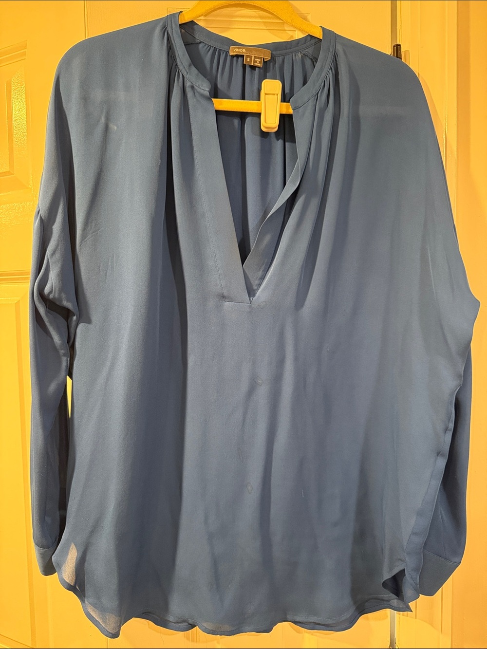 Vince Cobalt Blue V-Neck Long Sleeve Blouse